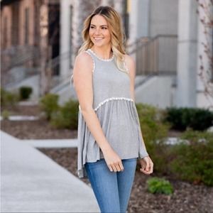 POL Racerback Babydoll tank top grey and white size small